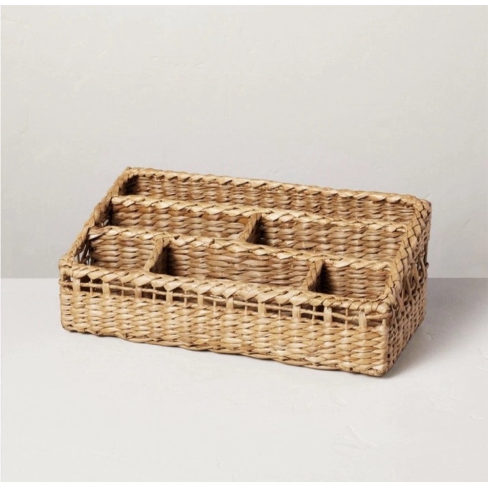 Hearth & Hand Woven Multipurpose Compartment Makeup Caddy Rattan Basket Woven